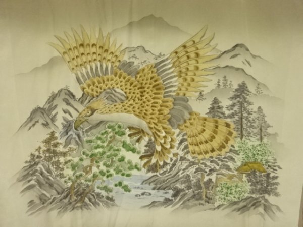 ys7332188; 宗sou 鷹に風景模様男物長襦袢