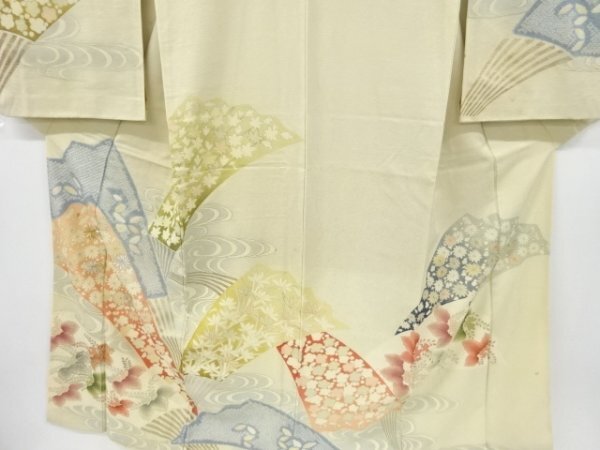 ys7339468; 宗sou 絞り扇面に菊桐模様刺繍著物【アンティーク】【著】