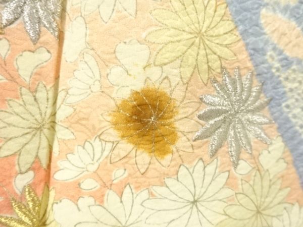 ys7339468; 宗sou 絞り扇面に菊桐模様刺繍著物【アンティーク】【著】