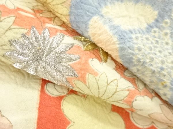 ys7339468; 宗sou 絞り扇面に菊桐模様刺繍著物【アンティーク】【著】