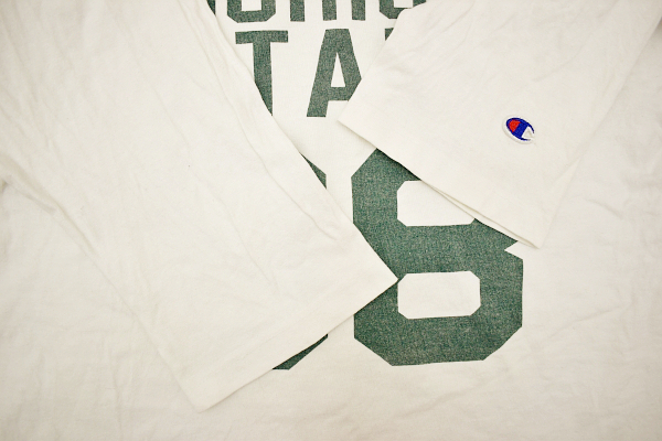 Y-8547★送料無料★Champion チャンピオン★トリコタグ ヴィンテージ復刻 アメリカ USA製 白 五分袖 カレッジ アメフト シャツ ジャージ Ｍ_画像7