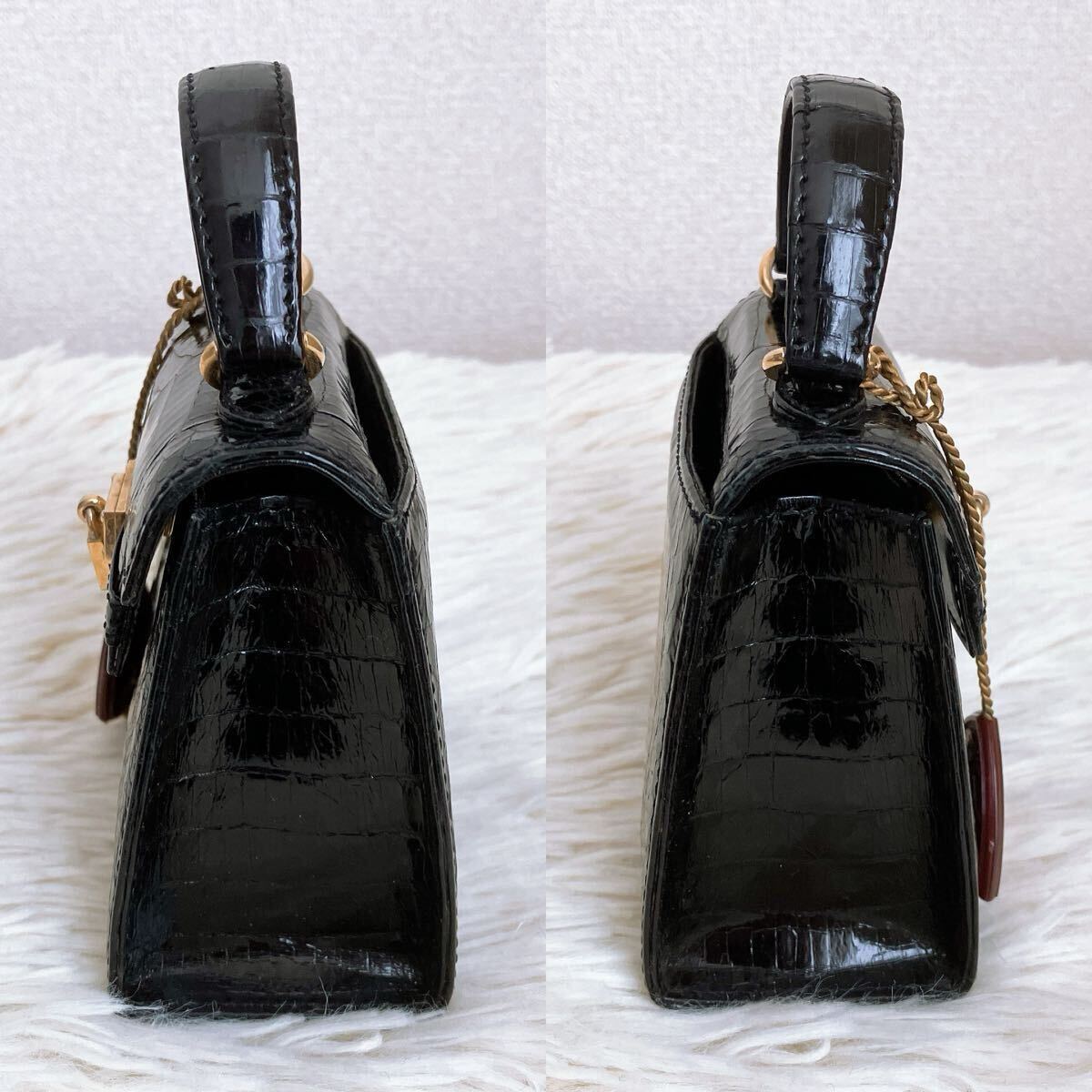 JRA認定 Crocodile クロコダイル ミニ ハンドバッグ 2way JRA認定 Crocodile クロコダイル ミニ ハンドバッグ 2way