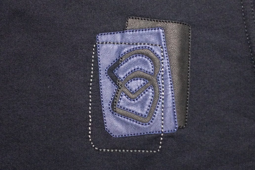 23SS 使用僅か 極美品 HERMES エルメス ラムレザー シェーヌダンクル ワッペン Tシャツ ダークネイビー コットン メンズ XS カットソー