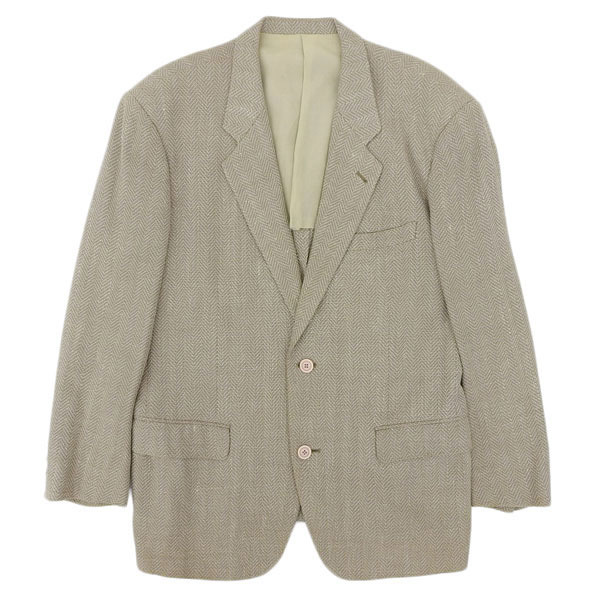 イッセイミヤケ ISSEY MIYAKE テーラードジャケット メンズ ベージュ系 M シルク ウール 長袖 筆タグ 80’s Y03409