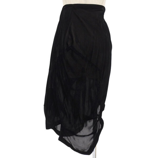 コムデギャルソン COMME des GARCONS 変形スカート レディース ブラック 黒 sizeM リボン 2008AW GC-S056 AD2008 Y03424