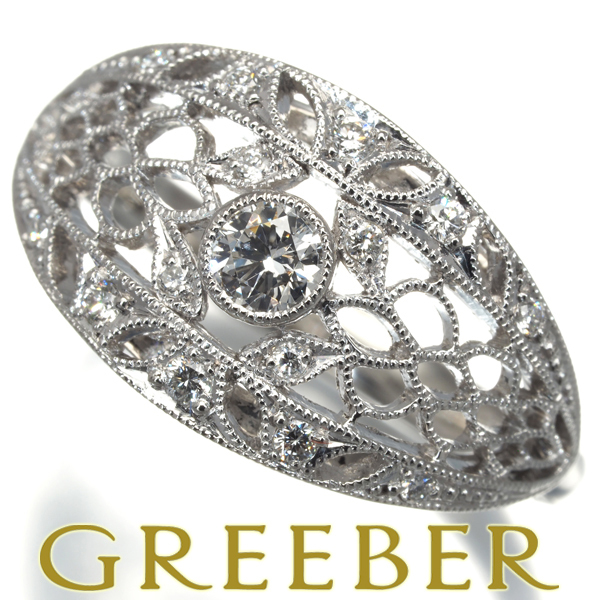 ダイヤ ダイヤモンド 0.14ct/0.10ct ミルグレイン 透かし リング ダイヤ ダイヤモンド 0.14ct/0.10ct ミルグレイン 透かし リング