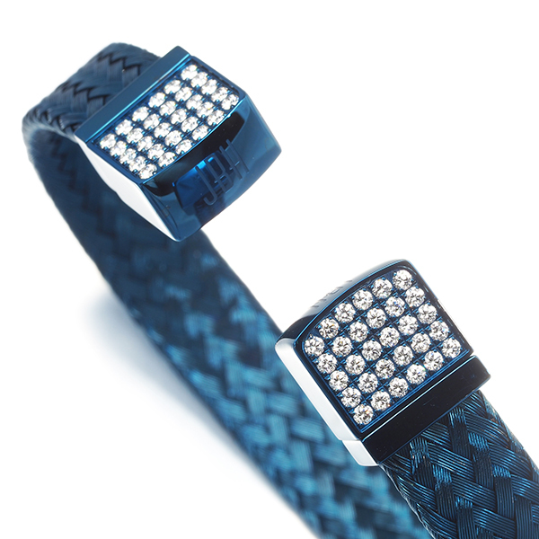 ジェイソンオブビバリーヒルズ ブレスレット ダイヤ ダイヤモンド ブルーメッシュ バングル SS 箱BLJ/GENJ 大幅値下げ品