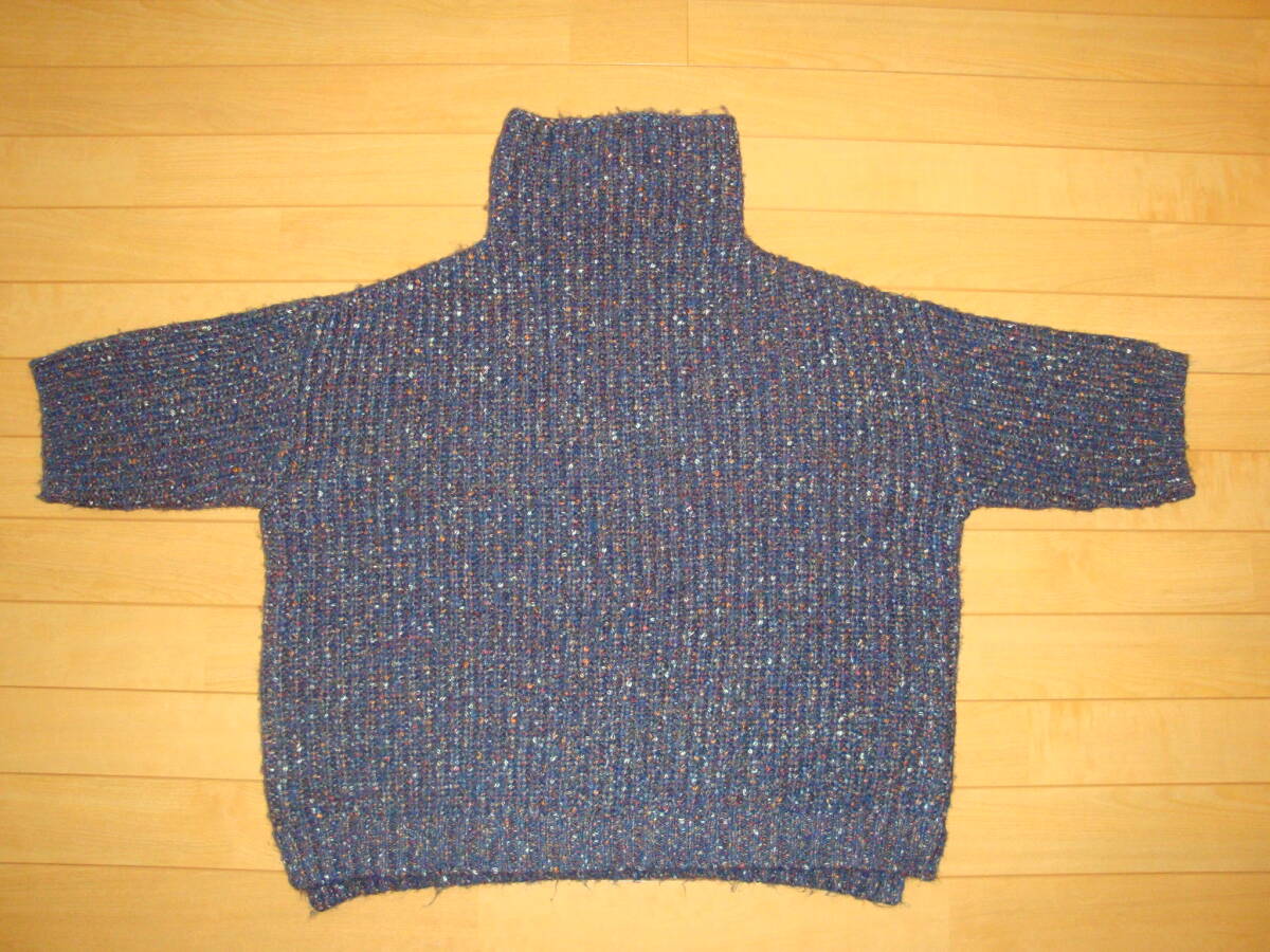 ICHIイチ★混じり毛半端袖ニット ネイビー系_画像1