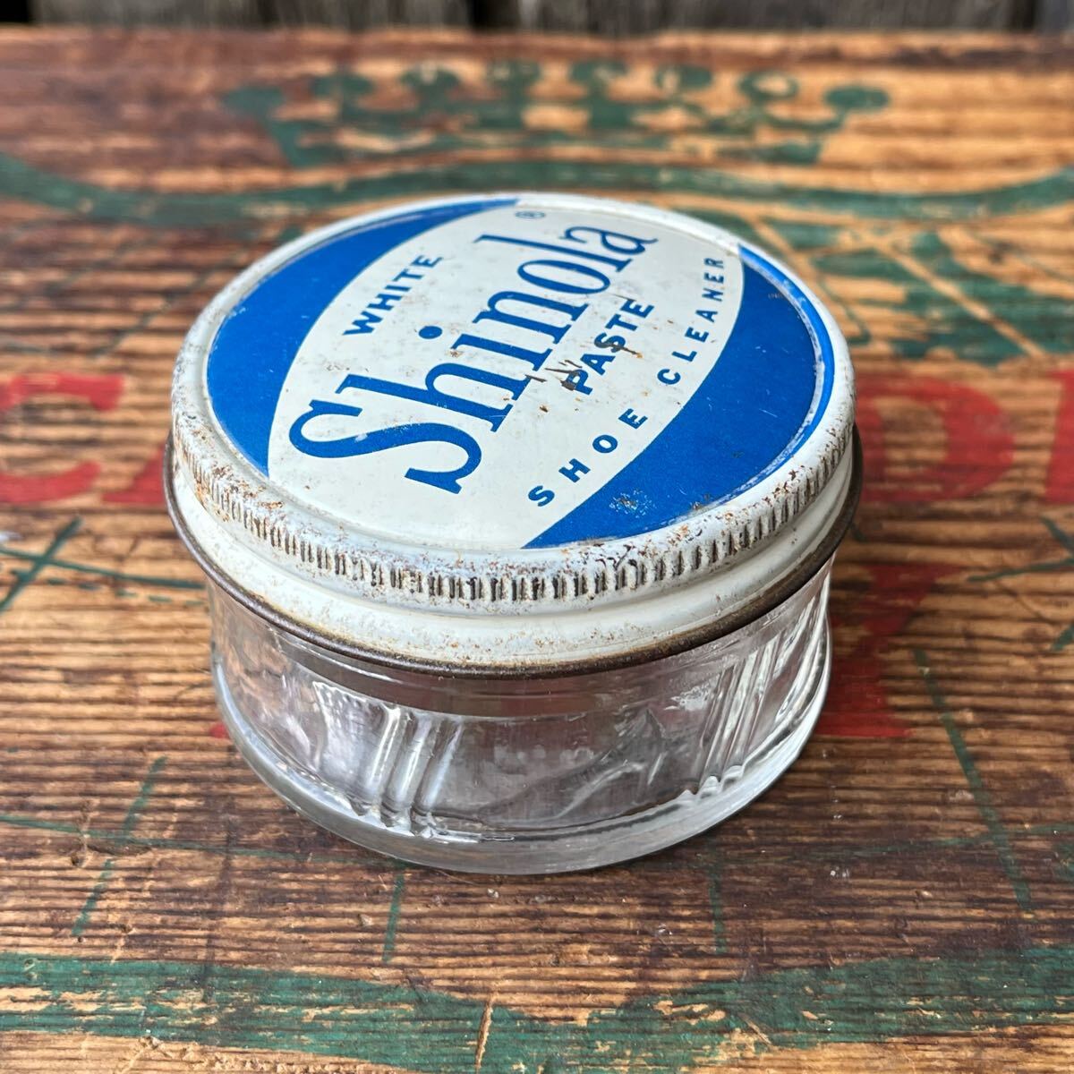 【USA vintage】Shinola shoe cleaner bottle 40s 靴磨きクリーム　瓶　小瓶　アメリカ　ビンテージ