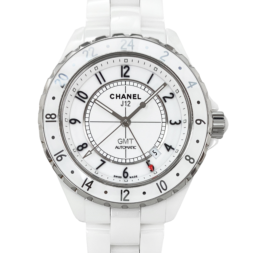 [中古] シャネル J12 GMT 2000本限定モデル H2126 自動巻き ホワイト セラミック 日付表示 42mm 國內正規(guī)ブティック購入品 保証書付 CHANEL