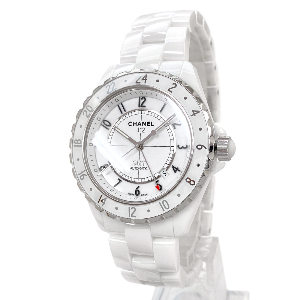 [中古] シャネル J12 GMT 2000本限定モデル H2126 自動巻き ホワイト セラミック 日付表示 42mm 國內正規(guī)ブティック購入品 保証書付 CHANEL