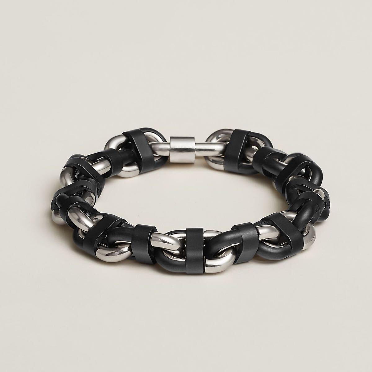 HERMES Chaine Maillon Bracelet ブラック×シルバー エルメス HERMES Chaine Maillon Bracelet ブラック×シルバー エルメス