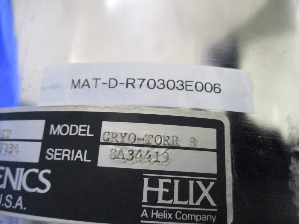 中古 HELIX CRYO-TORR 8 DISPL-DRIVE UNIT HIGH VACUUM PUMP (MAT-D-R70303E006) その他