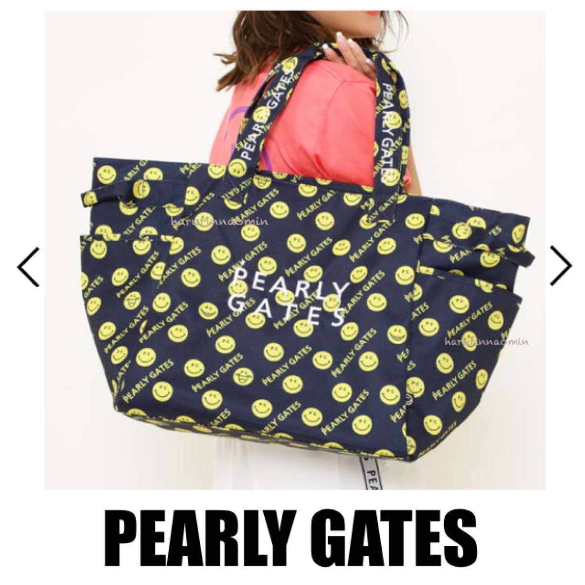 新品★正規(guī)★PEARLY GATES/パーリーゲイツ★PG SMILE★ロッカーバッグ/ボストンバッグ/バッグ★紺/黃★メンズ/レディース★レア★ラスト★