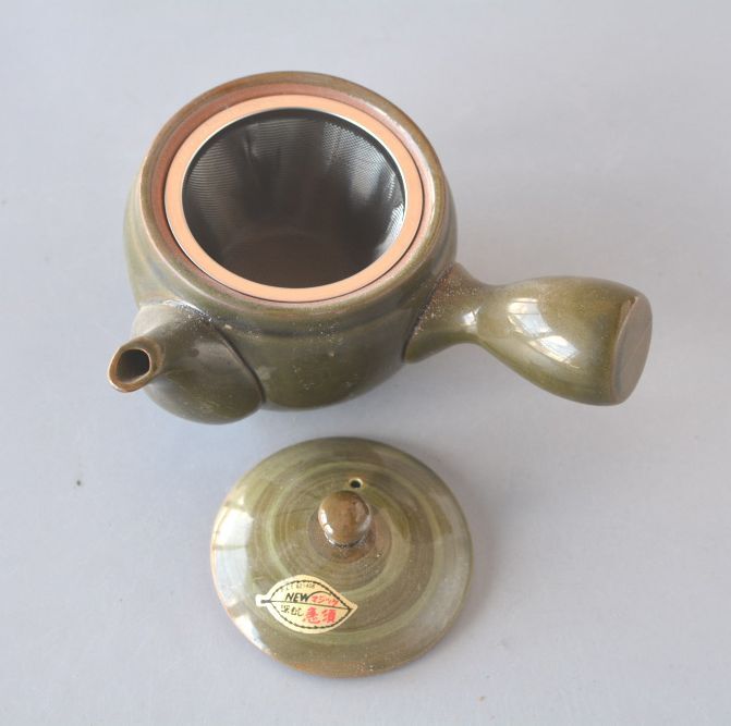 急須 緑刷毛目 茶こしつき
