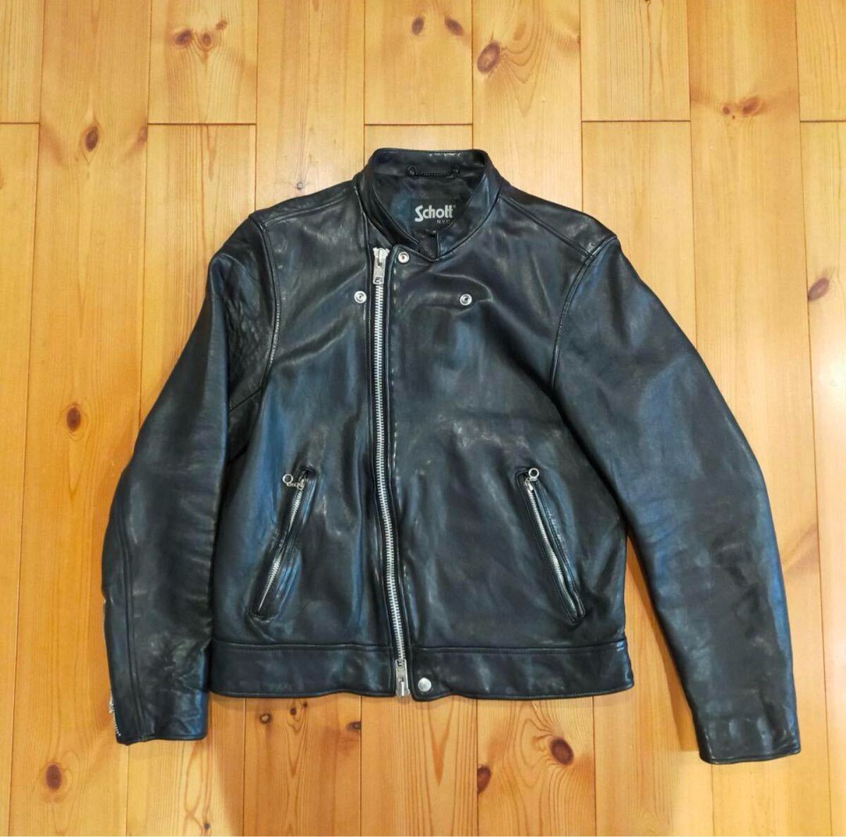 美品 schott ダブル ブレスト ライダース