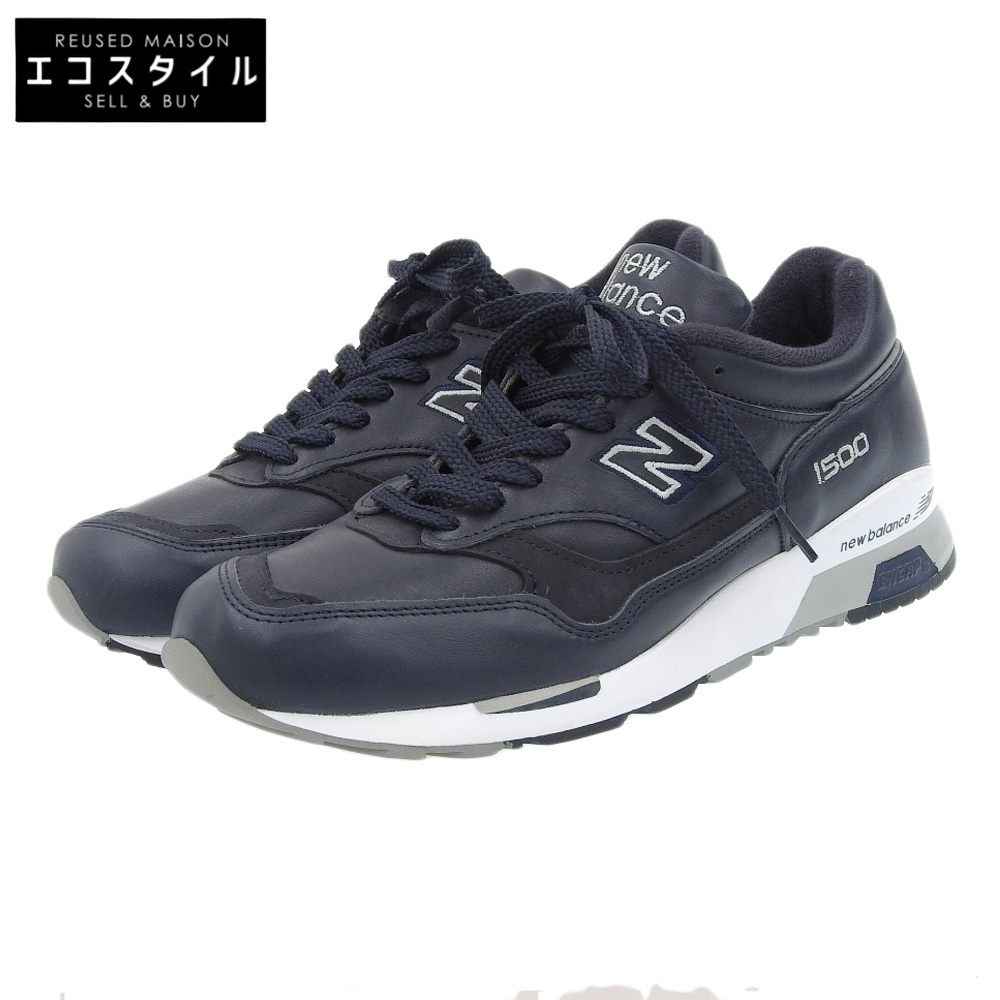 美品 New Balance ニューバランス M1500NAV 英国製 スニーカー レザー メンズ ネイビー 26.0cm