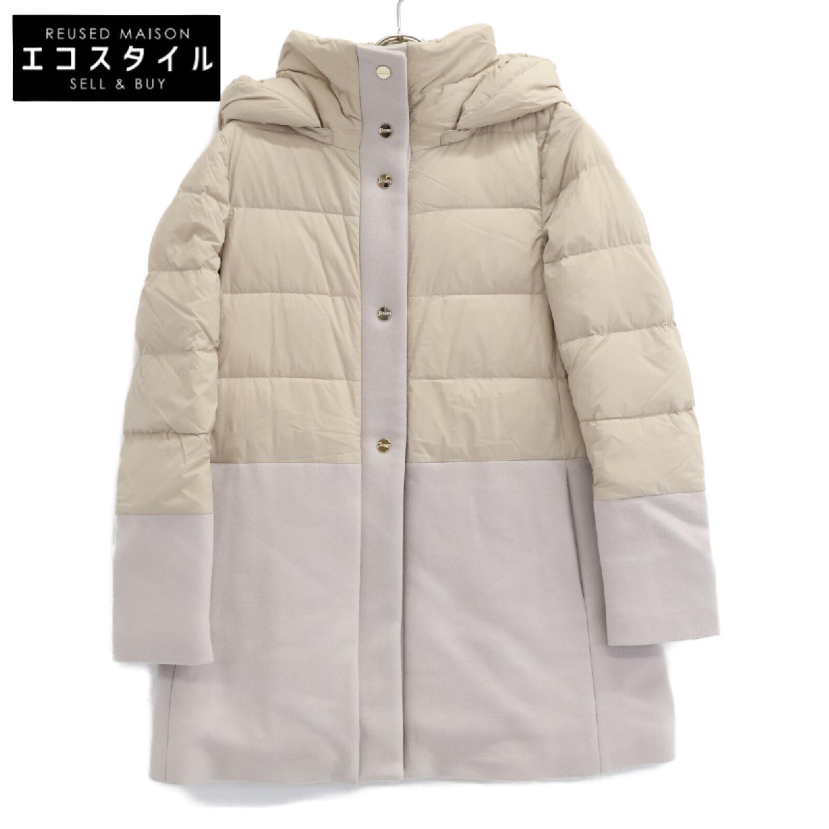 HERNO ヘルノ PI001565D シャンティ ECOWOOL & ECOAGE Aシェイプ ジャケット ベージュ 40 ジャケット ポリエステル レディース 中古 Mサイズ