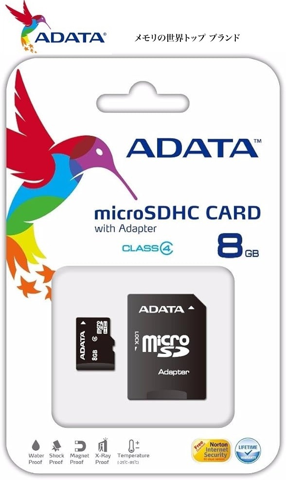 ADATA microSDHCカード8GB Class4 SD変換アダプター付屬 AUSDH8GCL4-RA1 A-DATA Technology 日本語パッケージ