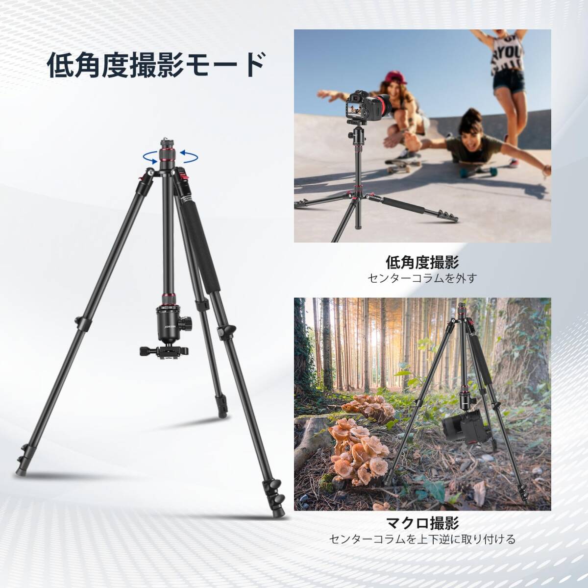 【在庫セール】撮影用三腳 トラベル 登山 運(yùn)動(dòng)會(huì) 軽量 アルミ合金制 キャリーバッグ付屬 コンパクト QRプレート付き Arca型