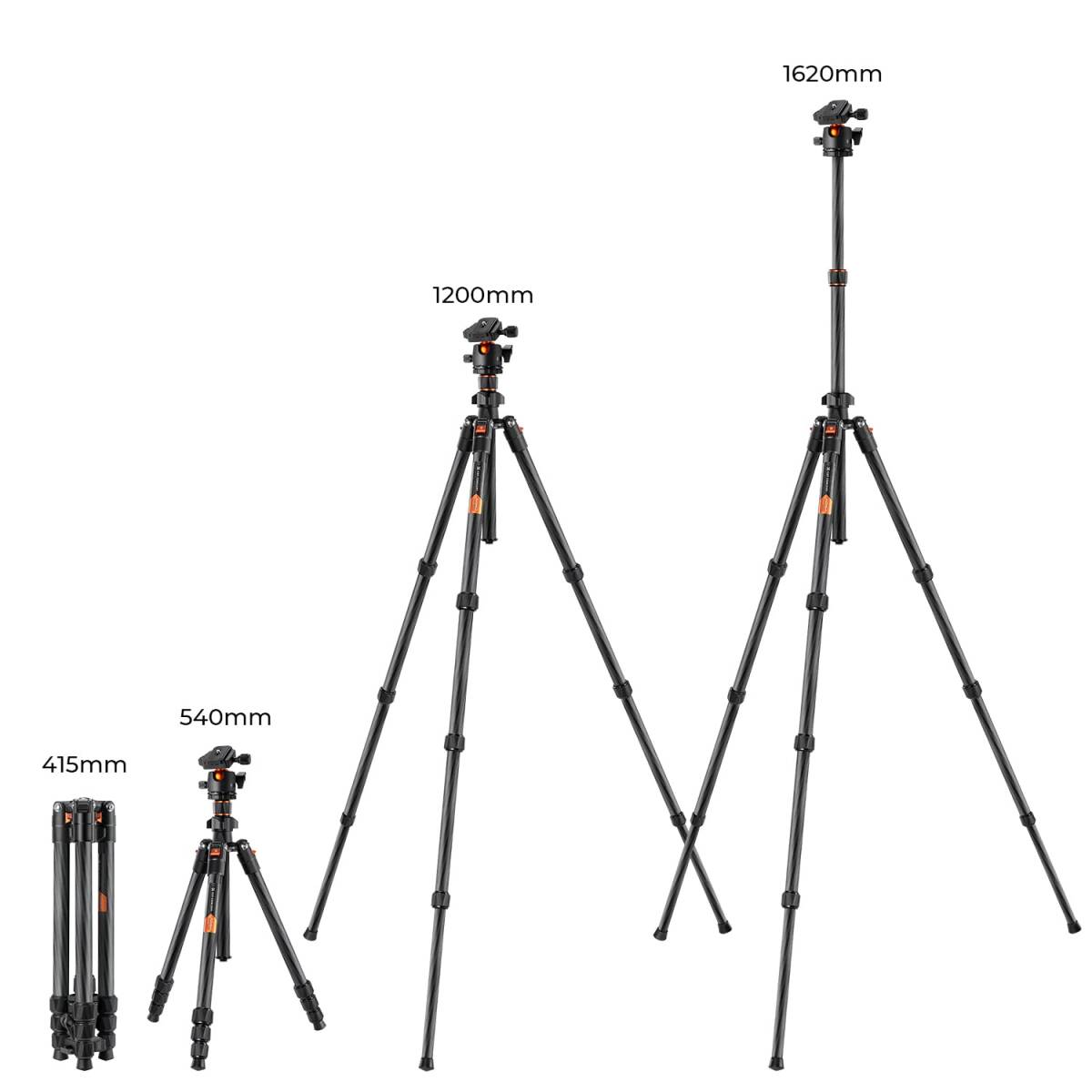 【新著商品】超軽量 コンパクト 4段 162cm カメラ三腳 360度回転 カーボン マクロ撮影 収納バーグ付き 三腳 1/4"ネ
