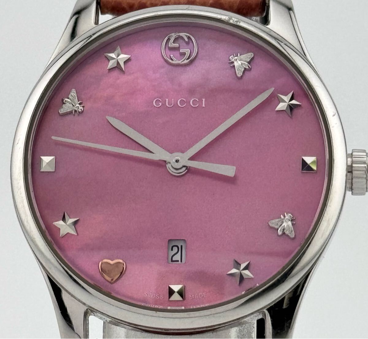 グッチ 1円~】 「GUCCI」 126.5 Gタイムレス デイト シェル グッチ 1円~】 「GUCCI」 126.5 Gタイムレス デイト シェル