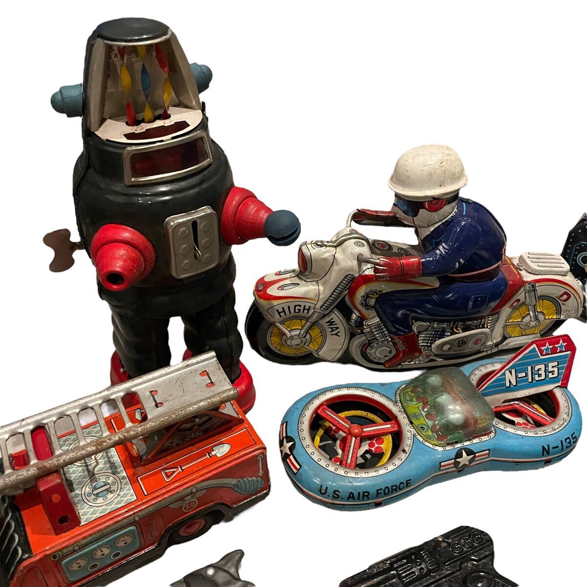 ブリキ 玩具 まとめ 機関車 ロボット バイク 車 銃 ジャンク ブリキ 玩具 まとめ 機関車 ロボット バイク 車 銃 ジャンク