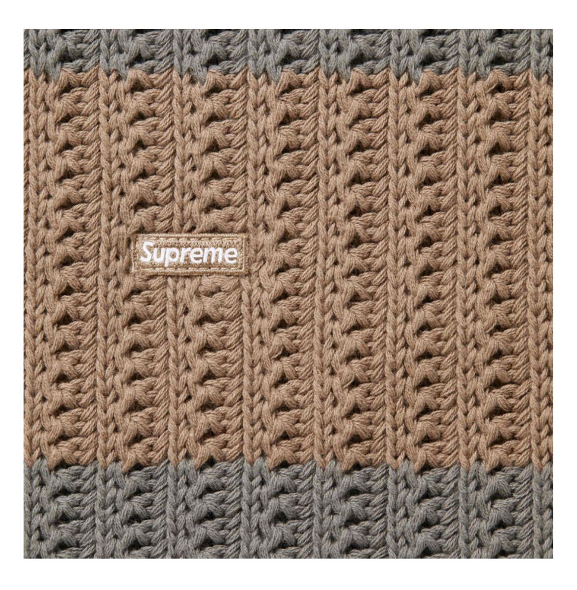 Supreme Loose Gauge Stripe Small Box Sweater Khaki Mサイズ Supreme Loose Gauge Stripe Small Box Sweater Khaki Mサイズ