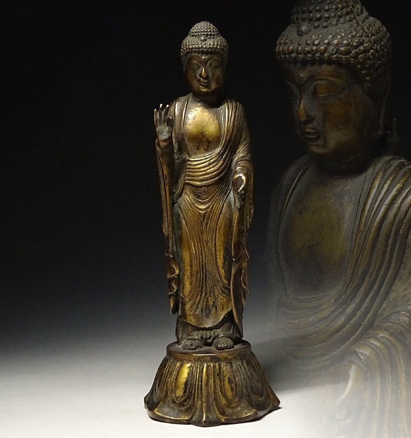 緑屋i□ 仏教美術 銅製 鍍金 阿弥陀如来像 仏像 時代物 i9/0319-4/ 緑屋i□ 仏教美術 銅製 鍍金 阿弥陀如来像 仏像 時代物 i9/0319-4/