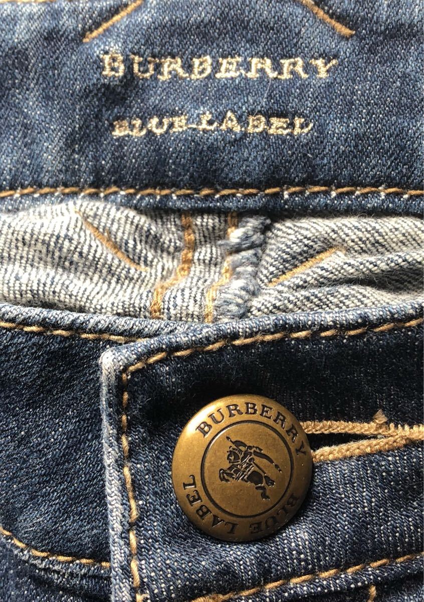Burberry バーバリー BLUE LABEL ブルーラベル デニムパンツ ジーンズ W24 裾裏 チェック_画像6