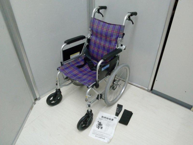 KAWAMURA 介助用車椅子 チェック柄 車いす(アルミ製)介助用 カワムラサイクル 赤チェックA10色