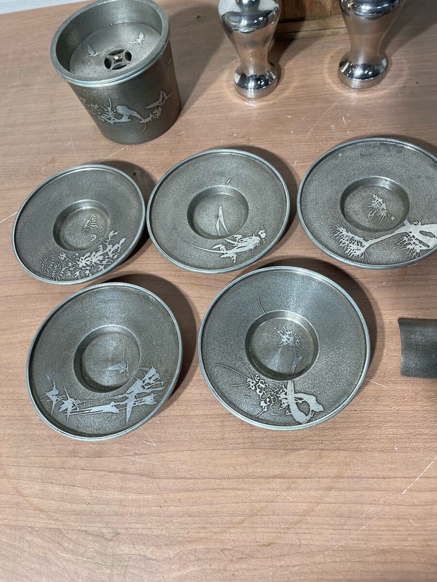 美品 錫製品まとめ 重量約1.6kg 在名 錫製 酒器 茶器 茶壺 茶托 美品 錫製品まとめ 重量約1.6kg 在名 錫製 酒器 茶器 茶壺 茶托