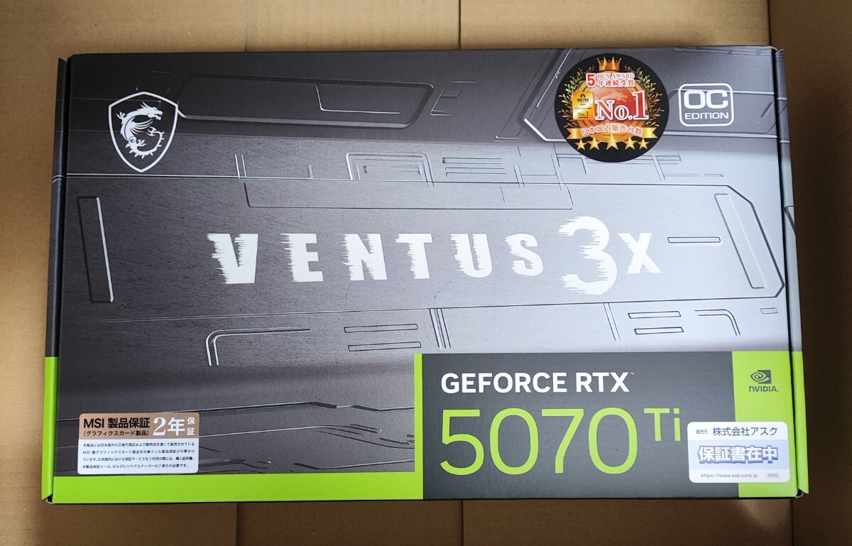 MSI GeForce RTX 5070 Ti 16G VENTUS 3X OC グラフィックスカード VD9043