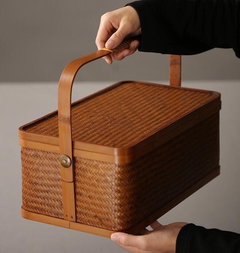 高品質 手作り竹のバスケット 収納 茶箱 収納ボックス 茶器 高品質 手作り竹のバスケット 収納 茶箱 収納ボックス 茶器