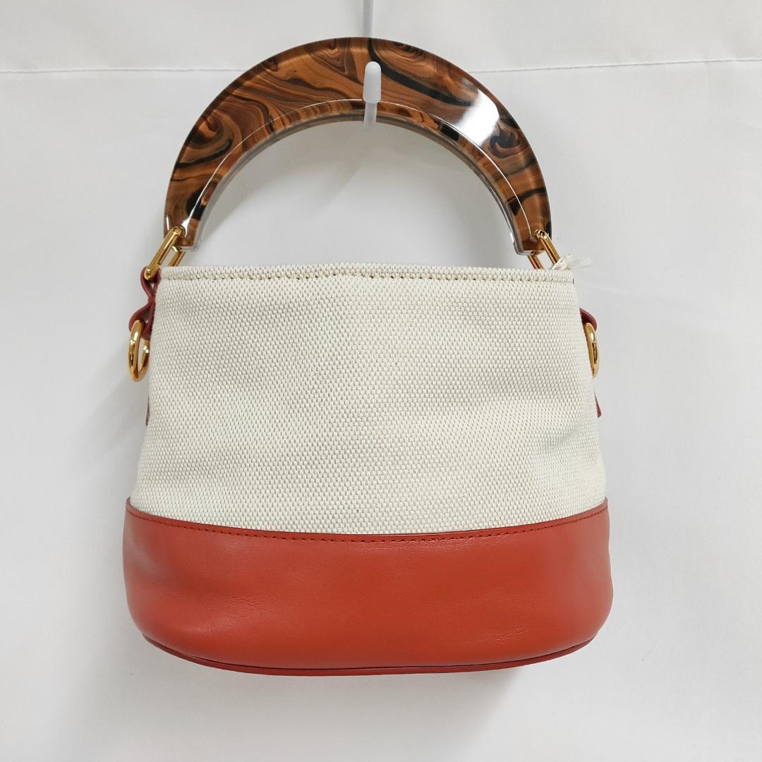 オフホワイト&レッド ミニ Venice バケットバッグ 新品 未使用 MARNI Venice ミニバケットバッグ 2wayバッグ オフ