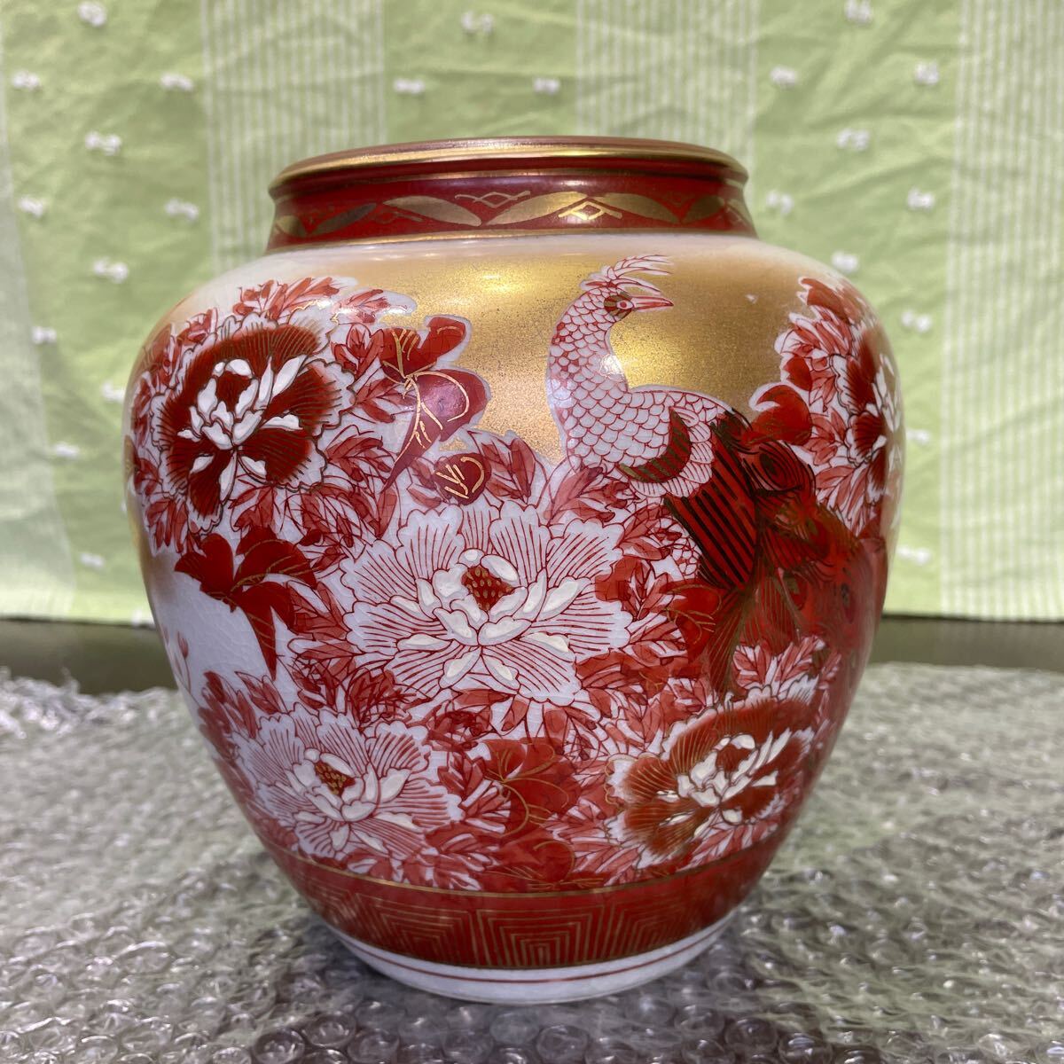 九谷焼 花器 壺 花瓶 置物 赤絵 金彩 花生(花器、壷)|売買され 九谷焼 花器 壺 花瓶 置物 赤絵 金彩 花生(花器、壷)|売買され
