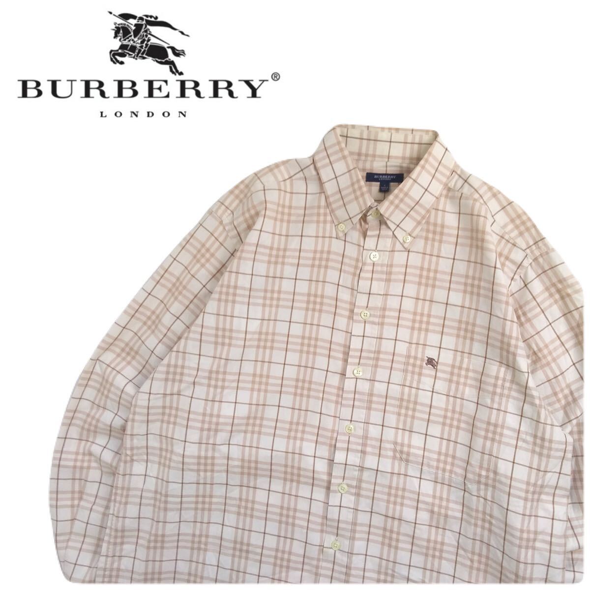 極美品 英国製 BURBERRY LONDON ノバチェック 総柄 ボタンダウン 極美品 英国製 BURBERRY LONDON ノバチェック 総柄 ボタンダウン