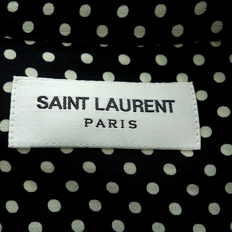 【特別価格】SAINT LAURENT PARIS 23年制 イヴカラーシャツ シルクシャツ ポルカドット ブラック サイズ メンズ38