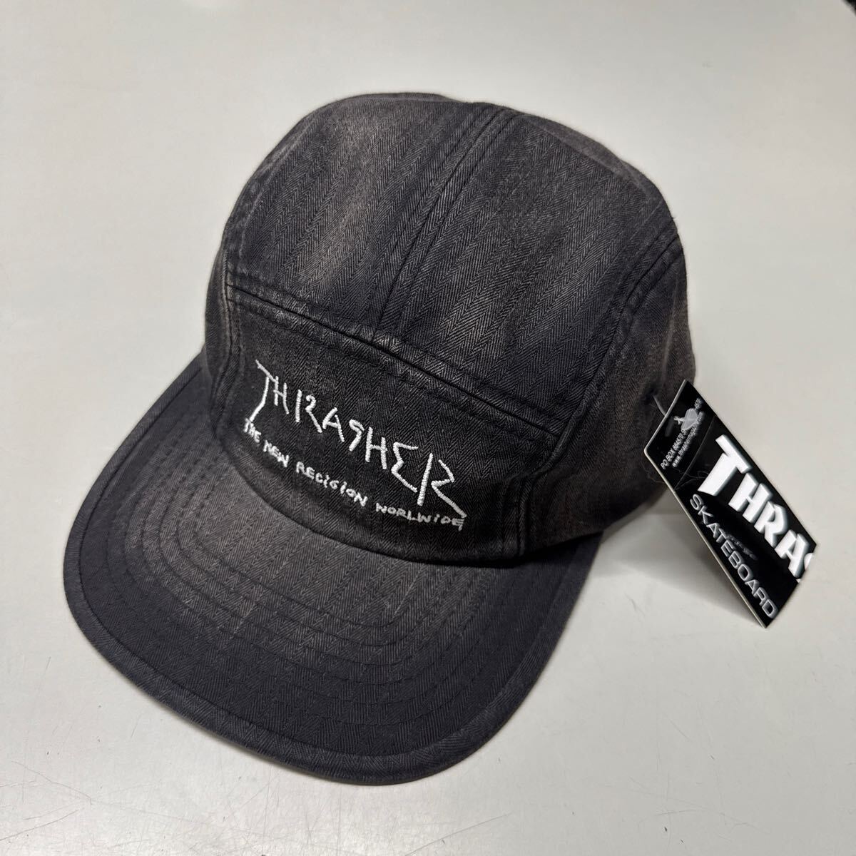 スラッシャー キャップ THRASHER 帽子 メンズ レディース 6パネルキャップ ジェットキャップ CAP ブラック 黒 未使用