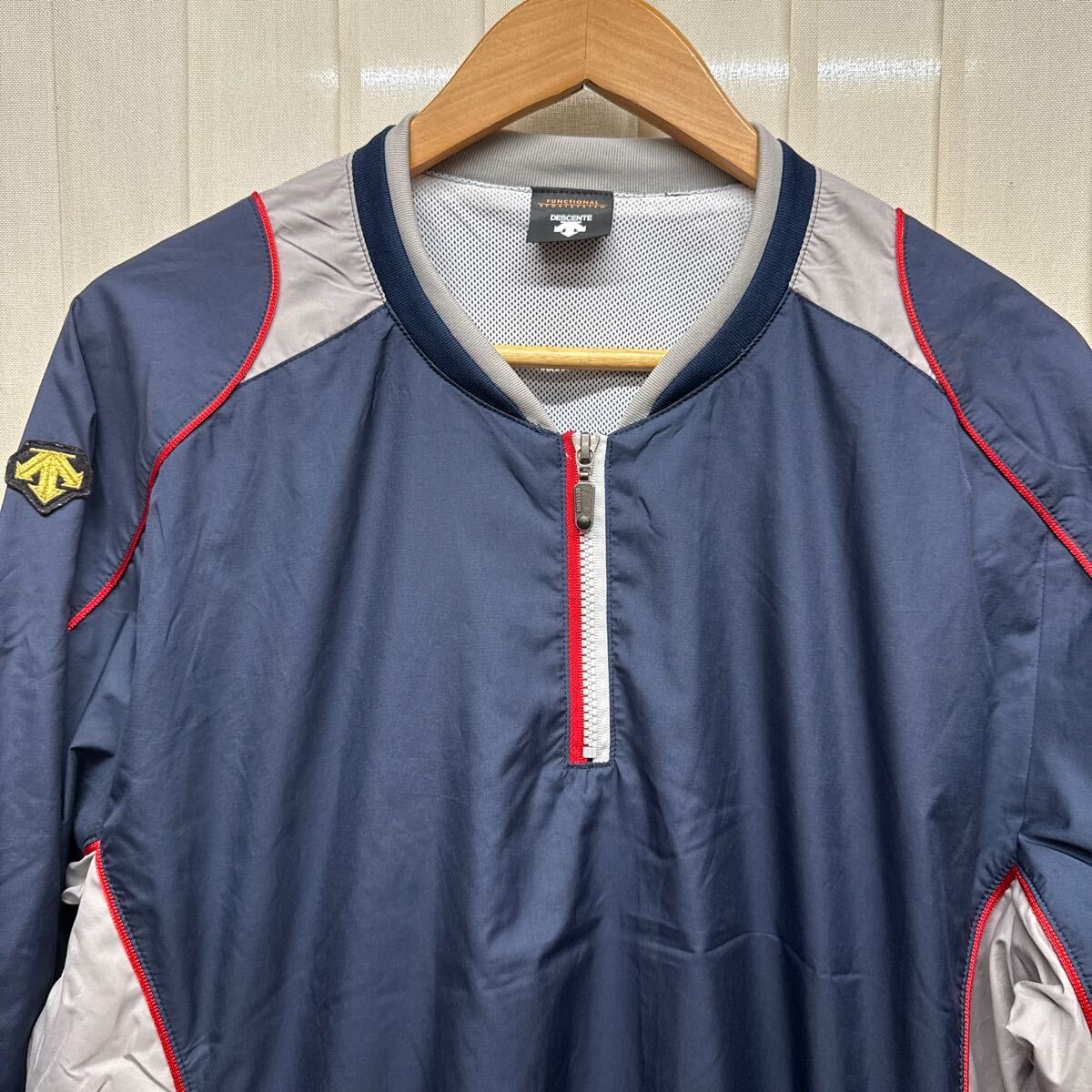 デサント DESCENTE 野球 ウィンドシャツ ネイビー メンズ サイズO ハーフジップ プルオーバー 長(zhǎng)袖 DOR-A5642 アンダーシャツ
