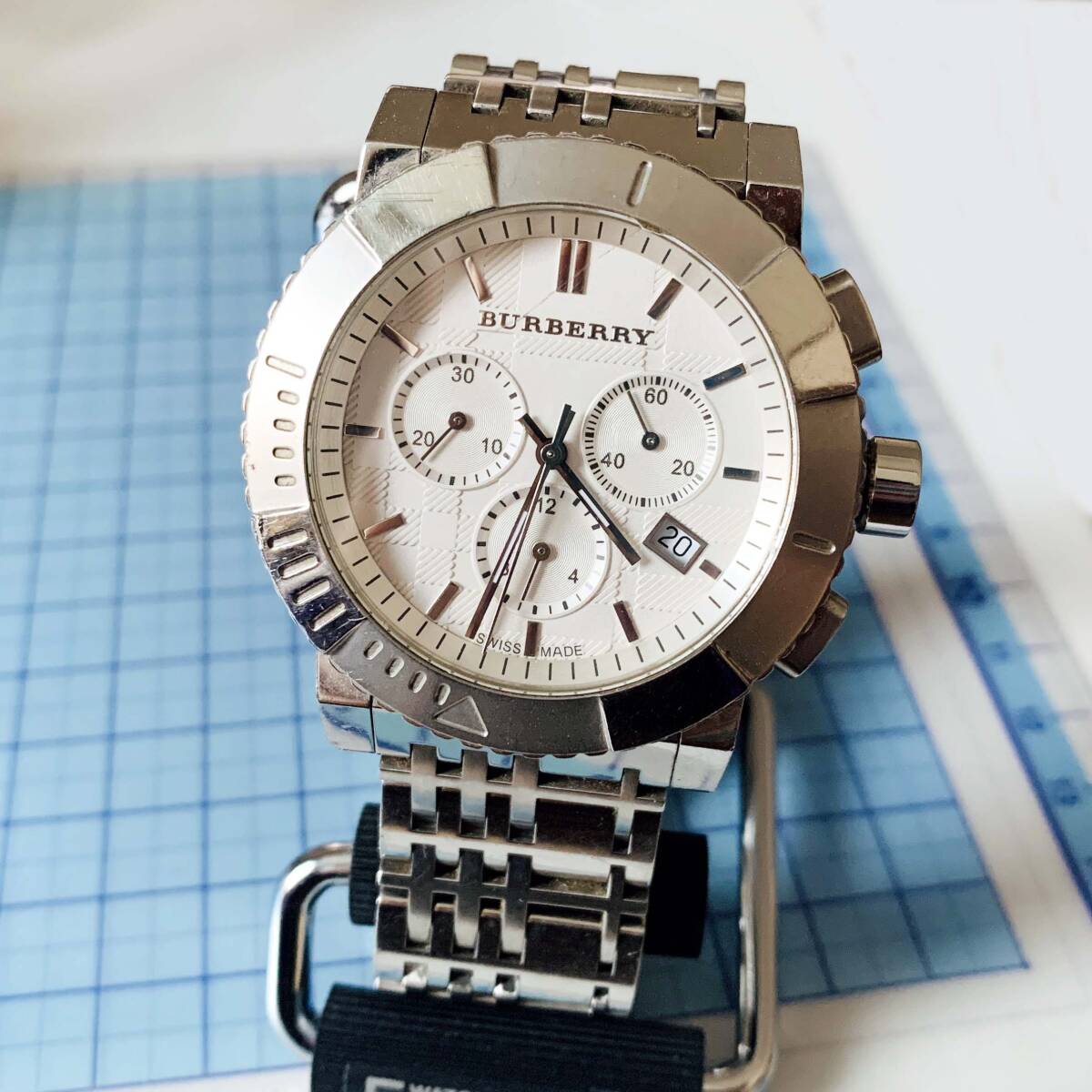 【代引可】 クロノグラフ バーバリー BURBERRY 美品 デイト 腕時計 メンズ バーバリー