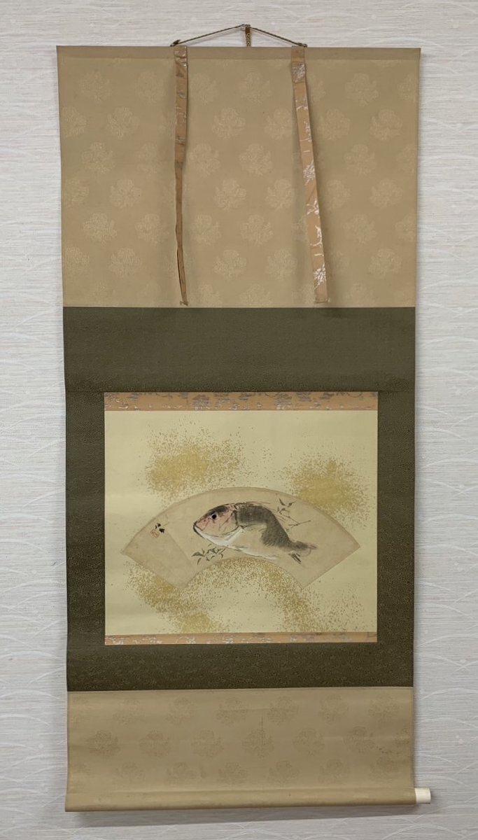 竹内栖鳳 鯛之図 掛軸 合箱 掛け軸 日本画 骨董(掛軸)|売買され 竹内栖鳳 鯛之図 掛軸 合箱 掛け軸 日本画 骨董(掛軸)|売買され