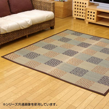 純国産 い草花ござカーペット ラグ 『五風』 ブラウン 江戸間2畳(約174×174cm) 4110902 /a