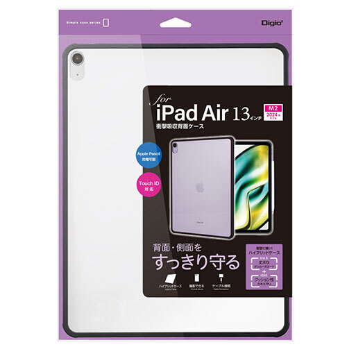 ナカバヤシ 13インチiPad Air(M2)用 衝撃吸収背面ケース ブラック TBC-IPA24303BK /l