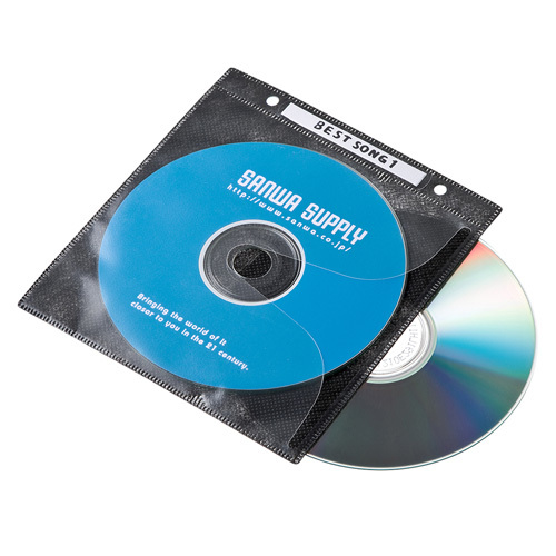 まとめ得 サンワサプライ DVD・CD不織布ケース(リング穴付・ブラック) FCD-FR100BKN x [2個] /l