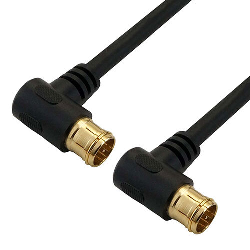 まとめ得 HORIC アンテナケーブル 0.5m ブラック 両側L字差込式コネクタ AC05-631BK x [2個] /l