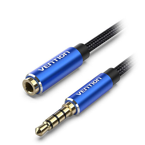 VENTION コットン編み TRRS 3.5mm Male to 3.5mm Female オーディオ延長ケーブル 3m ブルー BH-4674X5 /l