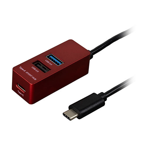 ナカバヤシ Type-C USB3.0+2.0 3ポートハブ 120cm レッド UH-C3123R /l