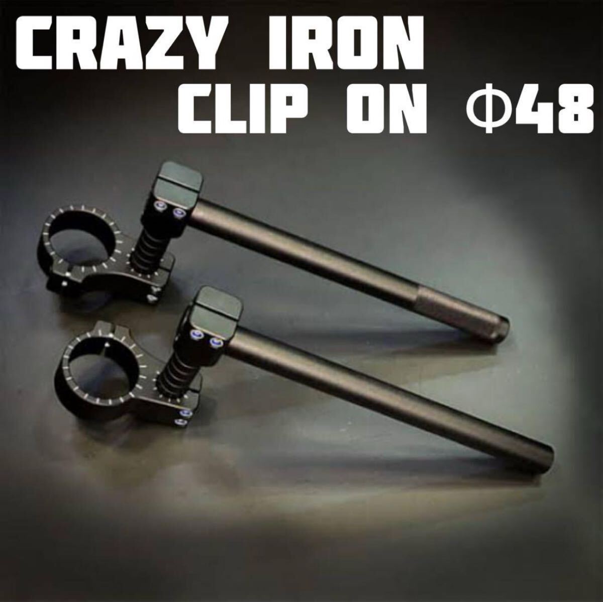 CRAZY IRON CLIP ON 48Φ ブラック ハンドル セパハン 汎用