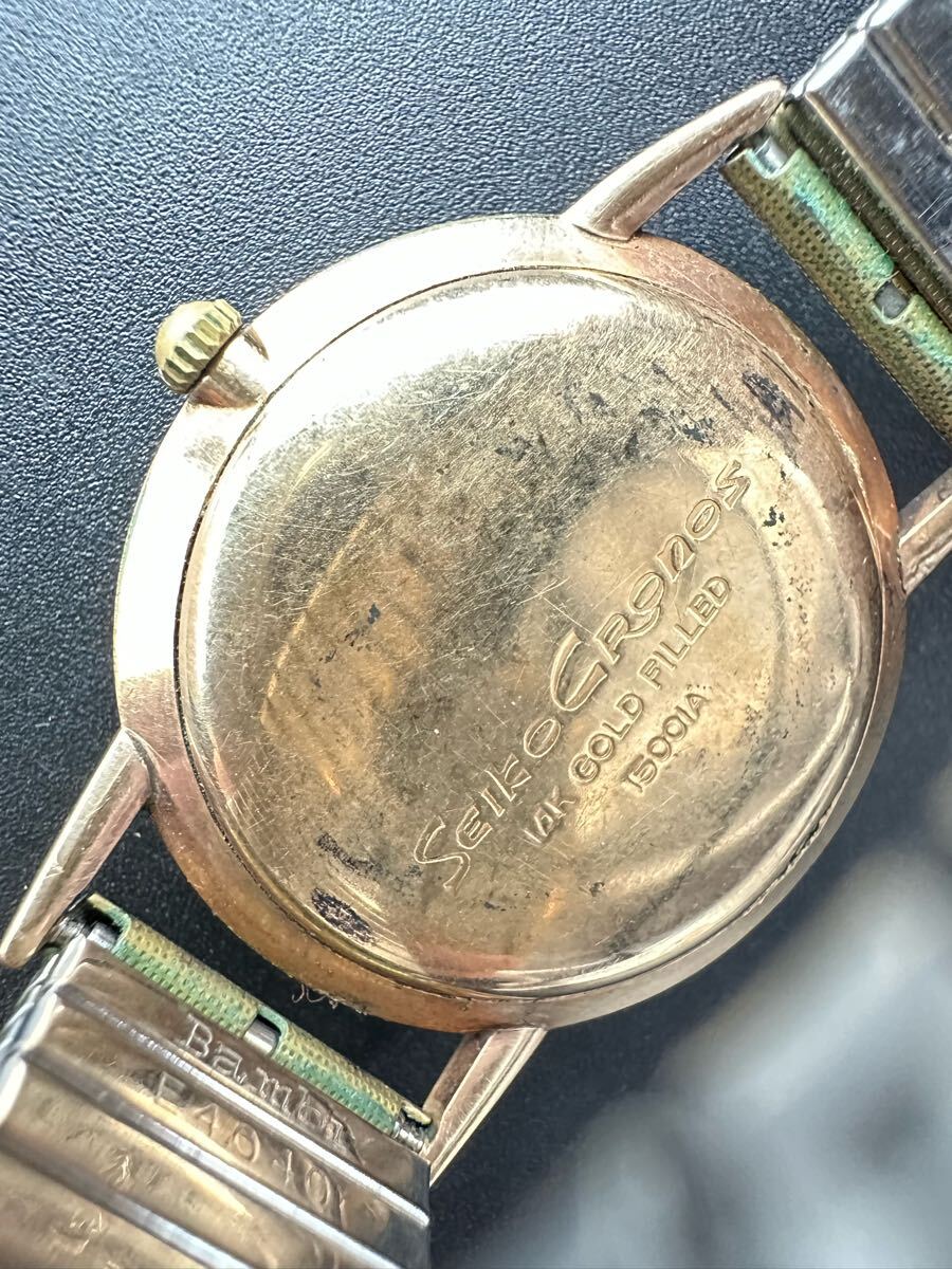 SEIKO CRONOS 14K GOLD FILED ダイアショック 23石 手巻き